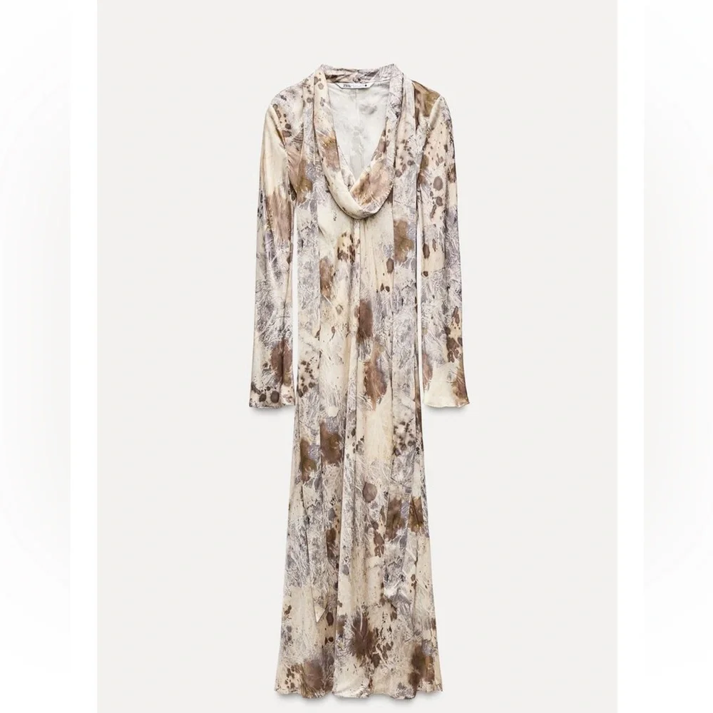 Zara ANIMAL PRINT BOWS DRESS ZW COLLECTION Size Large | MULTICOLORED NWT - Picture 2 of 5